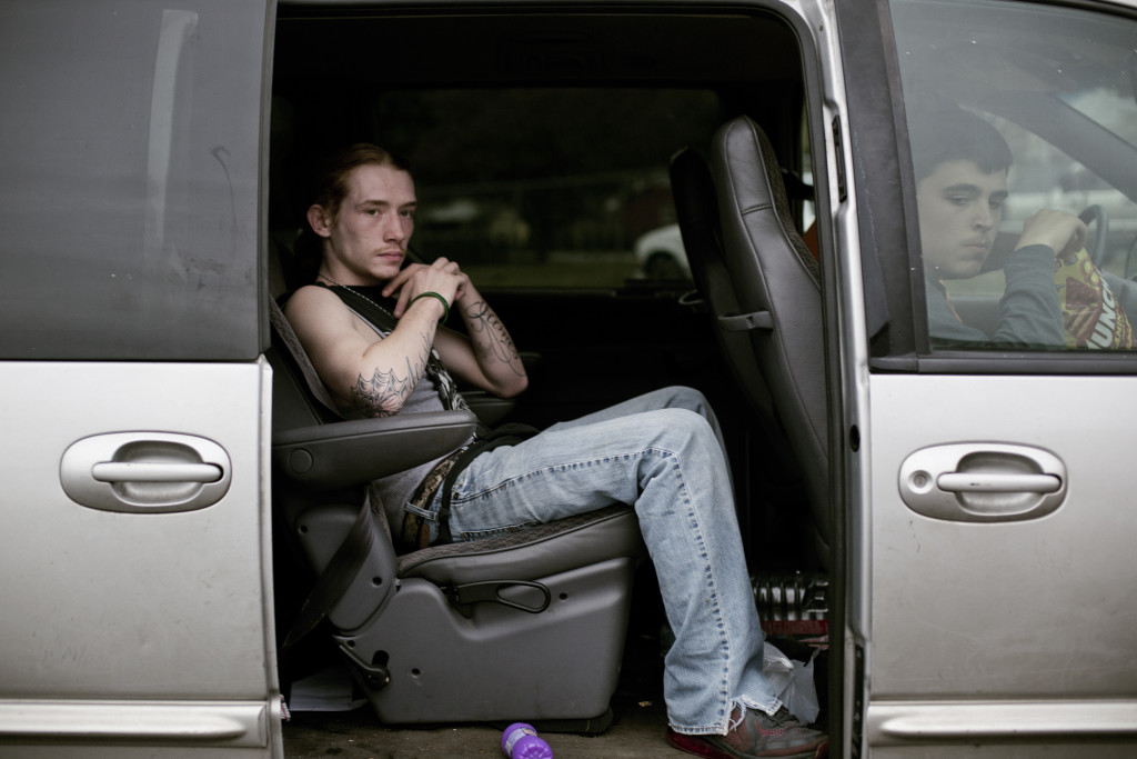 Robert Gammon from Bowling Green Kentucky is waiting for his friends in front of Family Dolklar in Bowling Green, Ky on Friday October 1st, 2015. Robert is 19 years old and just got out of jail and is trying to get his life back in order. BETINA GARCIA