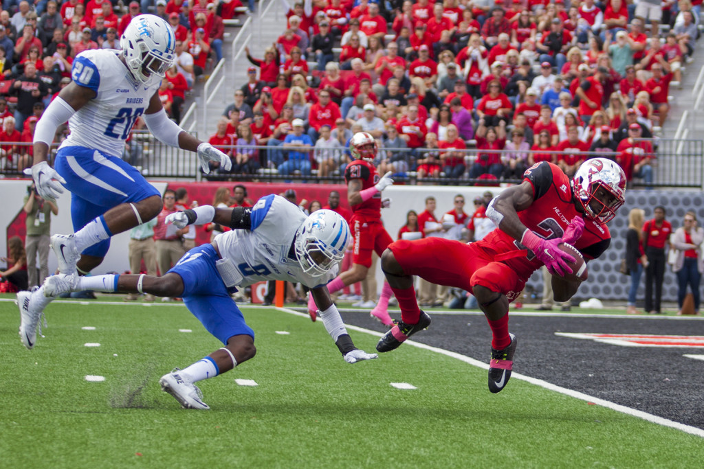 during a WKU-Middle Tennessee State University football game on Saturday at L.T. Smith Stadium. SHABAN ATHUMAN