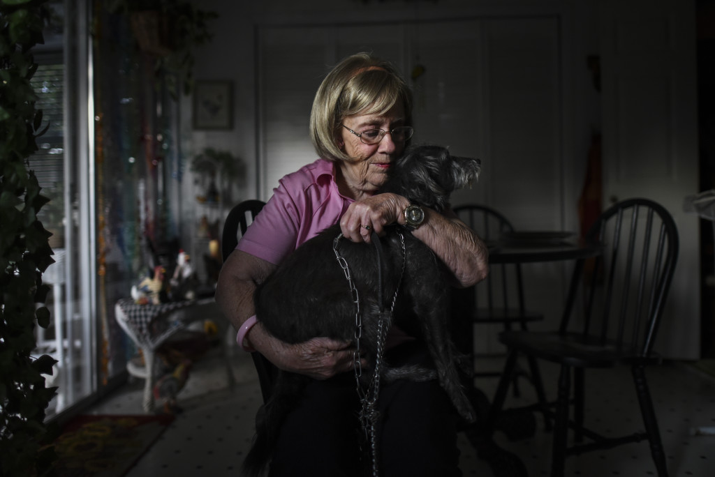 Virginia Hensley, 85, hugs her dog Jet after taking her outside on October 20, 2015. After VirginiaÕs last dog died last winter she vowed not to get another dog. That changed after a quick trip to the local canine adoption facility in Frankfort, Kentucky.ÓThere were a lot of pretty dogs, but he just stood out,Ó said Hensley. ÒIt is amazing how much dogs can love people, and Jet loves me.Ó HARRISON HILL